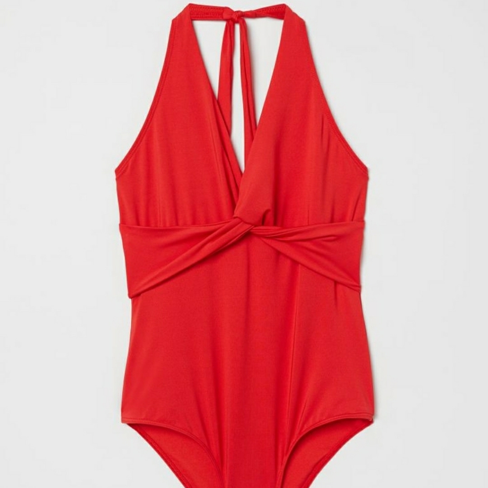 NWT H&M Size 4 red halter swimsuit